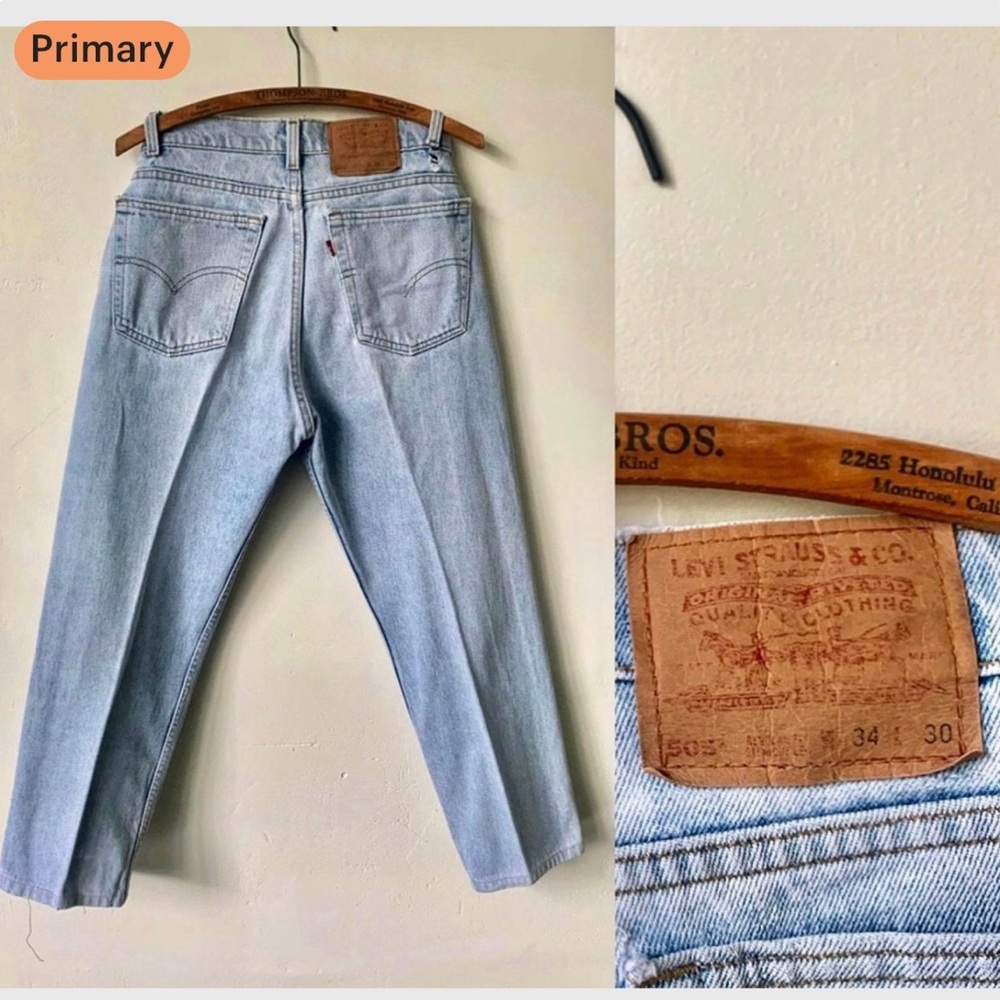 Vintage Levi’s Distressed Straight Leg Light Wash Jeans 1990’s 90’s Mens 34/30